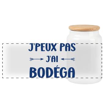 Ich kann nicht, ich habe Bodéga - Panorama Keksdose mit Holzdeckel - Weiß - Vorne