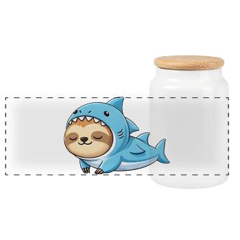 Costume de dessin animé de paresseux mignon, Carnaval du Brésil - Boîte à biscuits avec couvercle en bois - blanc - Devant