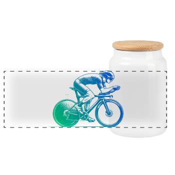 Tolles Rennrad Geschenk für Rennrad - Panorama Keksdose mit Holzdeckel - Weiß - Vorne
