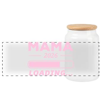Mama 2026 Chargement... - Boîte à biscuits avec couvercle en bois - blanc - Devant