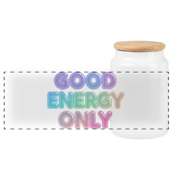 Only good energy - Panoramic Cookie Jar with Wooden Lid - white - Front
