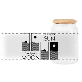 Lever / Coucher de soleil - Boîte à biscuits avec couvercle en bois - blanc - Devant