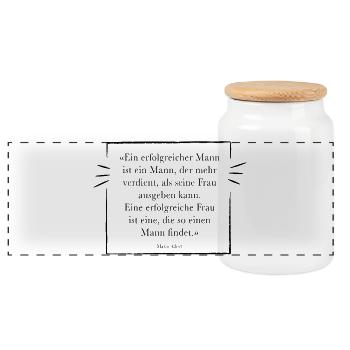 A successful man is a man who wants more - Panoramic Cookie Jar with Wooden Lid - white - Front