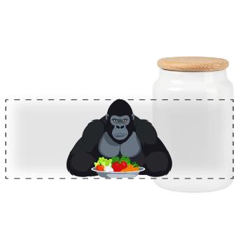 Gorille cool avec motif de singe en assiette de légumes - Boîte à biscuits avec couvercle en bois - blanc - Devant