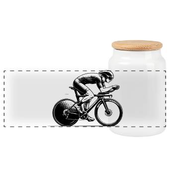 Motif nouveau vélo de route pour vélo de route - Boîte à biscuits avec couvercle en bois - blanc - Devant