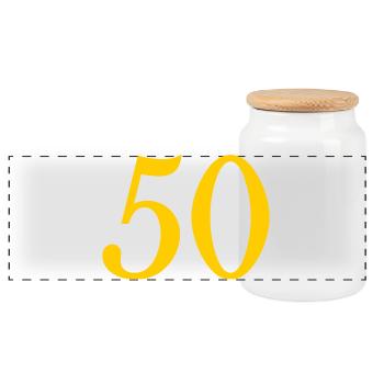 50. 50 ANS. 50e ANNIVERSAIRE. ANNIVERSAIRE 50 ANS. - Boîte à biscuits avec couvercle en bois - blanc - Devant
