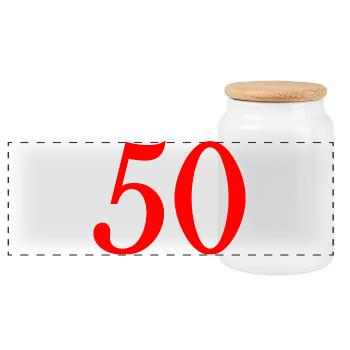 50. 50 YEARS. 50th ANNIVERSARY. 50 YEARS ANNIVERSARY. - Panoramic Cookie Jar with Wooden Lid - white - Front
