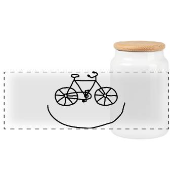 Lachendes Fahrrad Lächeln Rad Geschenk - Panorama Keksdose mit Holzdeckel - Weiß - Vorne
