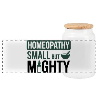 Homöopathie Klein, aber mächtiger Profi - Panorama Keksdose mit Holzdeckel - Weiß - Vorne