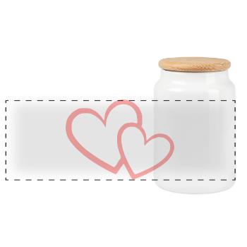 Valentines Pink Heart, Valentine's Day - Panoramic Cookie Jar with Wooden Lid - white - Front