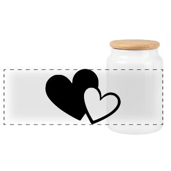 Saint-Valentin Cœur noir, St.valentin - Boîte à biscuits avec couvercle en bois - blanc - Devant