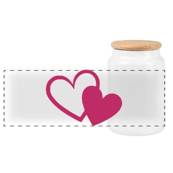 Valentine's Day Heart Red Gift Valentine's Day - Panoramic Cookie Jar with Wooden Lid - white - Front
