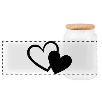 Valentines Black Heart, Valentine's Day - Panoramic Cookie Jar with Wooden Lid - white - Front