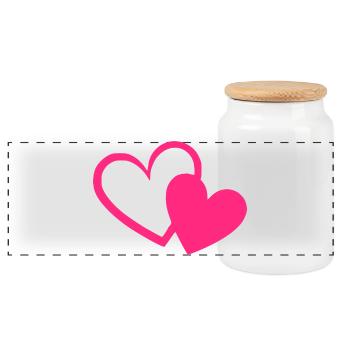 Valentinstag Herz pink rosa Geschenk Valentinstag - Panorama Keksdose mit Holzdeckel - Weiß - Vorne