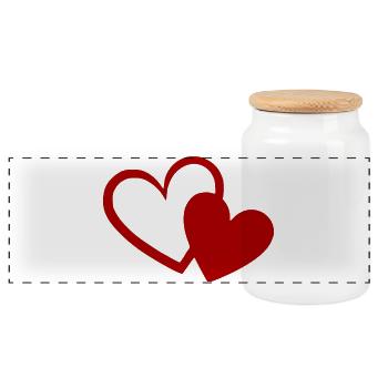 Valentine's Day Heart Red Gift Valentine's Day - Panoramic Cookie Jar with Wooden Lid - white - Front