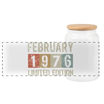 Édition limitée cadeau d’anniversaire de février 1976 - Boîte à biscuits avec couvercle en bois - blanc - Devant