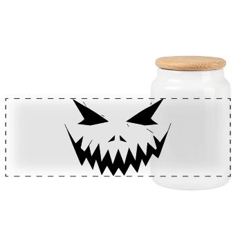 Visage d’Halloween - Boîte à biscuits avec couvercle en bois - blanc - Devant