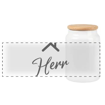 BauHaus Icon Emblem - Panoramic Cookie Jar with Wooden Lid - white - Front