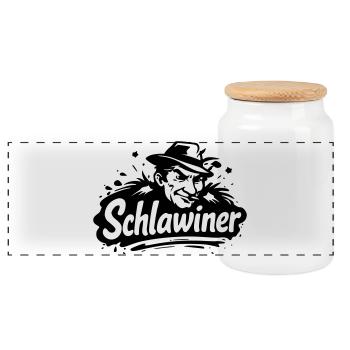 Schlawiner - Panoramic Cookie Jar with Wooden Lid - white - Front