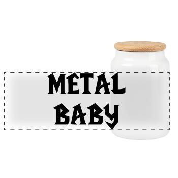 Baby Metal Metal Baby Music Metal Baby Rock - Panoramic Cookie Jar with Wooden Lid - white - Front