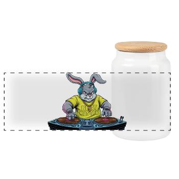 DJ Easter Egg Party Disco Music Rave Easter Bunny - Boîte à biscuits avec couvercle en bois - blanc - Devant