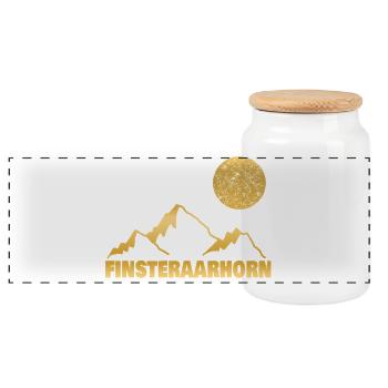 finsteraarhorn as bouldering - Panoramic Cookie Jar with Wooden Lid - white - Front