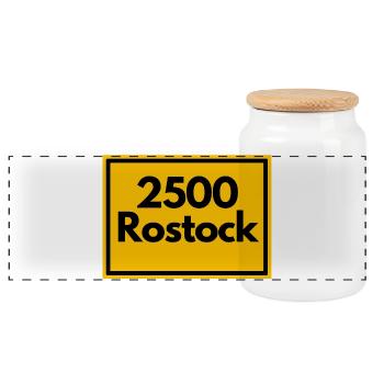 CAP RÉTRO 2500 ROSTOCK, STYLE DDR, CODE POSTAL - Boîte à biscuits avec couvercle en bois - blanc - Devant