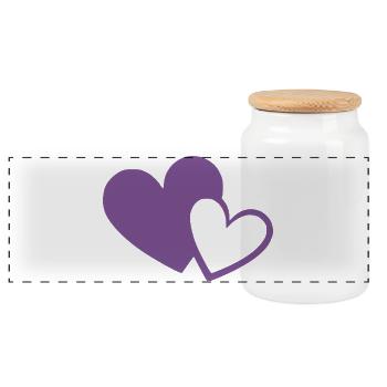 Cœur violet deux cœurs violets cadeau - Boîte à biscuits avec couvercle en bois - blanc - Devant