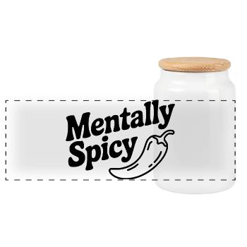 Mentally Spicy - Panoramic Cookie Jar with Wooden Lid - white - Front