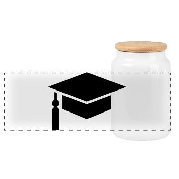 Abi, Schüler, College hut, Schulabschluss - Panorama Keksdose mit Holzdeckel - Weiß - Vorne