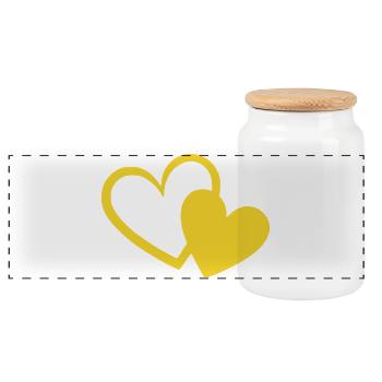 yellow heart yellow gift Valentine's Day - Panoramic Cookie Jar with Wooden Lid - white - Front