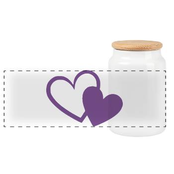 Cœur violet deux cœurs violets cadeau - Boîte à biscuits avec couvercle en bois - blanc - Devant