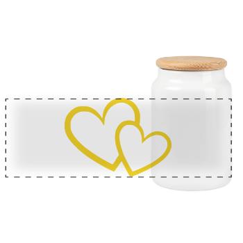 gelbes Herz gelb Herzmuster Geschenk Valentinstag - Panorama Keksdose mit Holzdeckel - Weiß - Vorne
