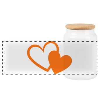 orangenes Herz orangen Geschenk Valentinstag - Panorama Keksdose mit Holzdeckel - Weiß - Vorne