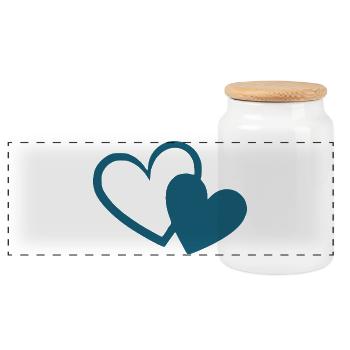 blue heart 2 hearts gift - Panoramic Cookie Jar with Wooden Lid - white - Front