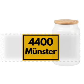 OLD POSTCODE POSTCODE RETRO 4400 MÜNSTER BIKESTADT - Panoramic Cookie Jar with Wooden Lid - white - Front