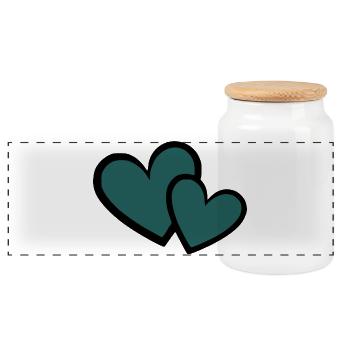 blue heart dark blue 2 hearts heart pattern - Panoramic Cookie Jar with Wooden Lid - white - Front