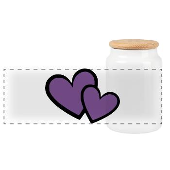 2 Violet Heart Heart Violet Heart Pattern - Panoramic Cookie Jar with Wooden Lid - white - Front