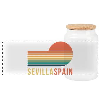 Sevilla Spain - Panorama Keksdose mit Holzdeckel - Weiß - Vorne