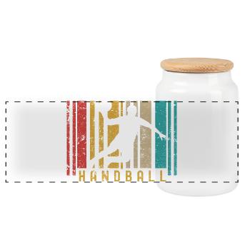 Handball Lovers Handball Sports Players Handball - Panoramic Cookie Jar with Wooden Lid - white - Front
