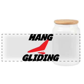 Hang Gliding Centered Wing Badge - Panoramic Cookie Jar with Wooden Lid - white - Front