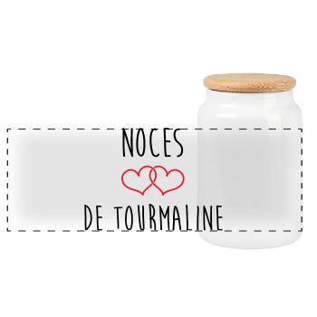 Noces de Tourmaline 52 ans de mariage - Boîte à biscuits avec couvercle en bois - blanc - Devant