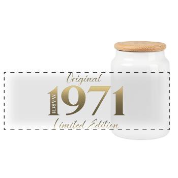 Cadeau du 55e anniversaire Mari Femme Mars 1971 - Boîte à biscuits avec couvercle en bois - blanc - Devant
