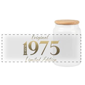 Cadeau du 51e anniversaire Mari Femme Mars 1975 - Boîte à biscuits avec couvercle en bois - blanc - Devant