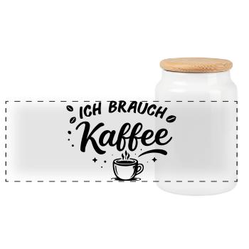 Ich brauch kein plan ich brauch Kaffee - Panorama Keksdose mit Holzdeckel - Weiß - Vorne