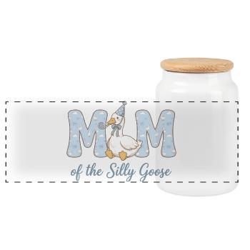MoM of the Silly Goose - Panoramic Cookie Jar with Wooden Lid - white - Front