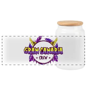 Gran Canaria Crew Colorful - Panoramic Cookie Jar with Wooden Lid - white - Front
