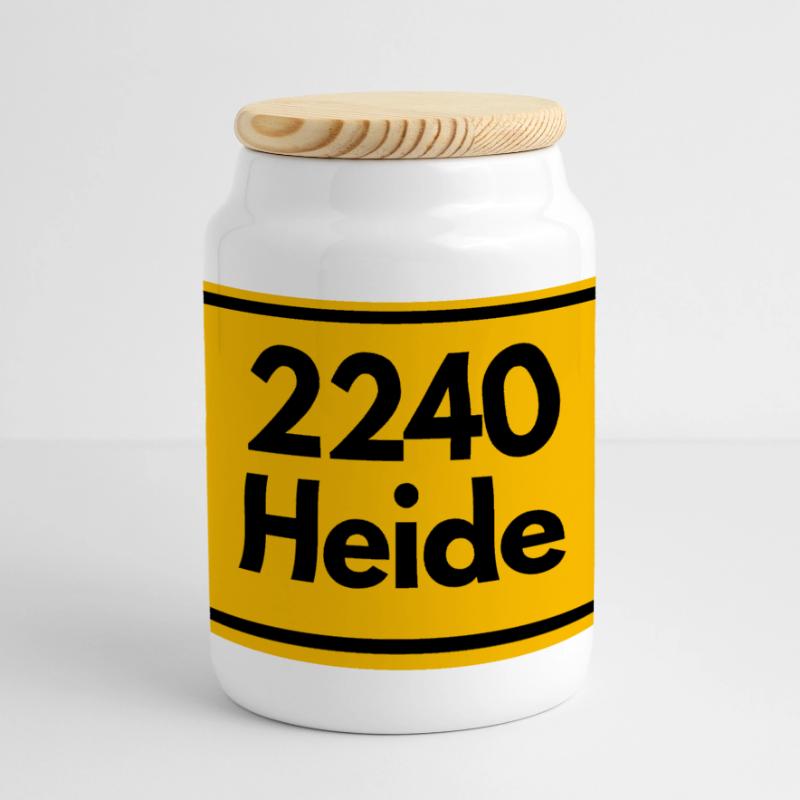 OLD POSTCODE POSTCODE RETRO 2240 HEIDE MARSHENLAND Panoramic Cookie Jar with Wooden Lid