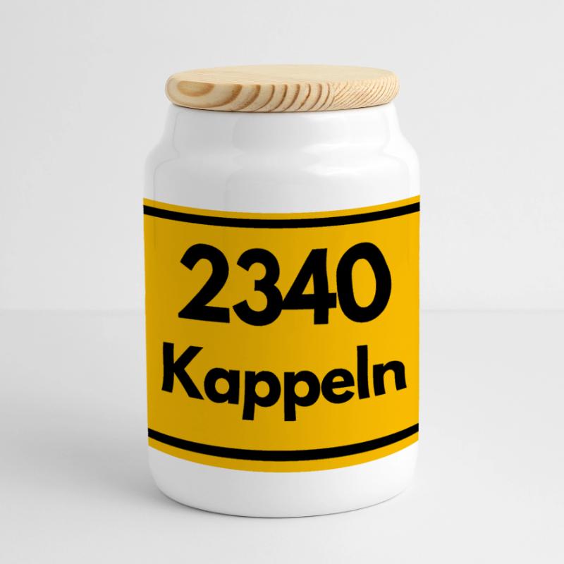 OLD POSTCODE POSTCODE RETRO 2340 KAPPELN BALTIC SEA Panoramic Cookie Jar with Wooden Lid