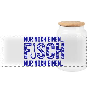 Angler Shirt,  Nur noch einen Fisch, Hoodie, Tasse - Panorama Keksdose mit Holzdeckel - Weiß - Vorne